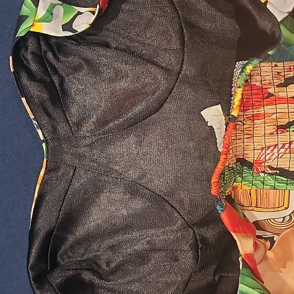 NWOT Belle Poque Summer Dress Bold Print Pin Up Girls Hibiscus Island Sz Med - Picture 8 of 12